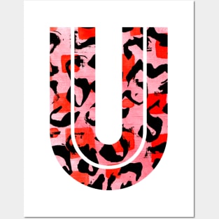 Letter U Watercolour Leopard Print Alphabet Red Posters and Art